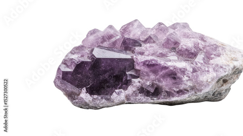 Raw lepidolite chunk with lilac mica crystals, Transparent background, PNG file