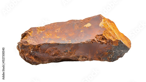 Raw magnetite chunk with dense magnetic surface, Transparent background, PNG file