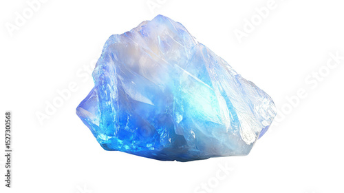 Raw moonstone chunk with adularescence, Transparent background, PNG file