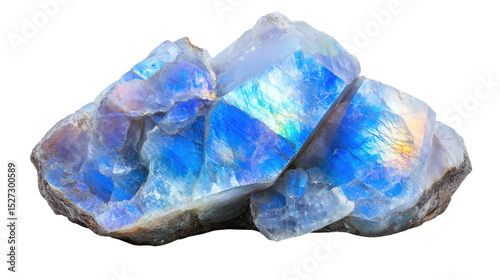 Raw moonstone chunk with adularescence, Transparent background, PNG file
