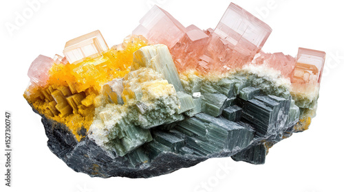 Raw barite rose-like crystal chunk, Transparent background, PNG file