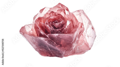 Raw barite rose-like crystal chunk, Transparent background, PNG file