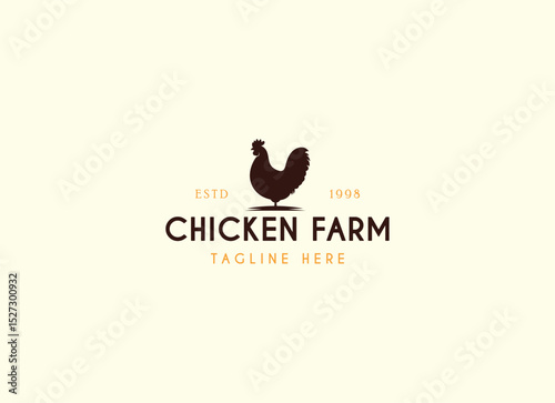 Vintage Chicken Farm Logo.chicken farm logo vector illustration design. Chicken Farming Logo Design