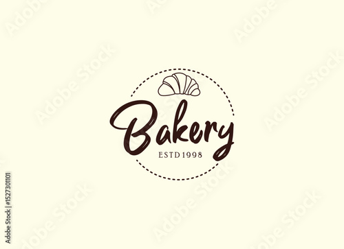 Local Bread Croissant Logo Design. Fresh baked Croissant Shop Logo