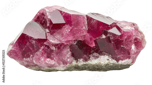 Raw corundum chunk in natural grayish-red state, Transparent background, PNG file