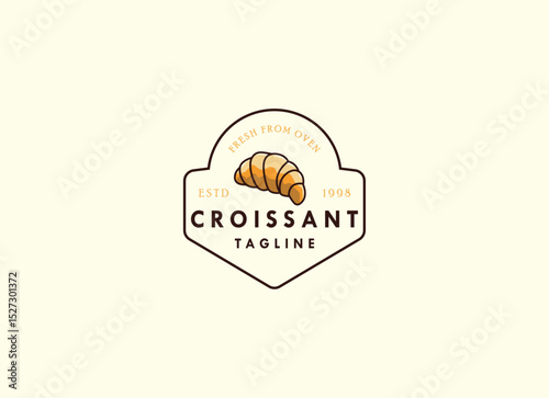 Local Bread Croissant Logo Design. Fresh baked Croissant Shop Logo