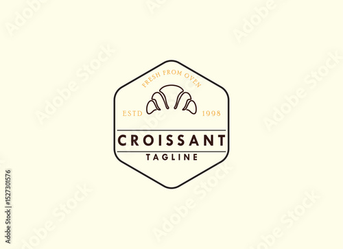 Local Bread Croissant Logo Design. Fresh baked Croissant Shop Logo