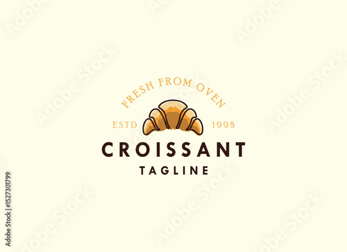 Local Bread Croissant Logo Design. Fresh baked Croissant Shop Logo