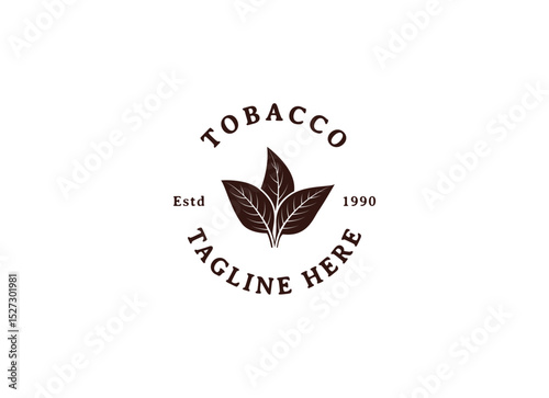 Vintage Retro Hand Draw Sketch Tobacco Plant Tree Leaf Leaves for Cigar Badge Emblem Label Logo Design