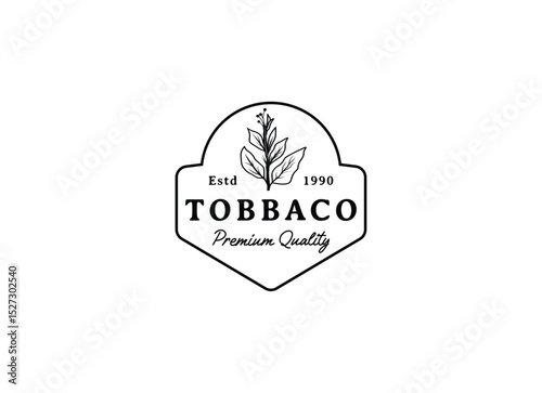 Vintage Retro Hand Draw Sketch Tobacco Plant Tree Leaf Leaves for Cigar Badge Emblem Label Logo Design