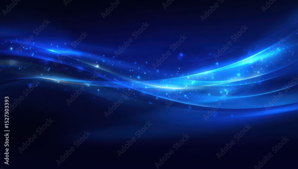 Fototapeta premium Abstract blue wave, glowing particles