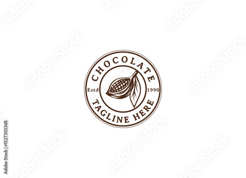 Cocoa bean Logo. Cocoa Icon. Chocolate Cocoa Symbol. Vector Illustration Isolated on White Background.