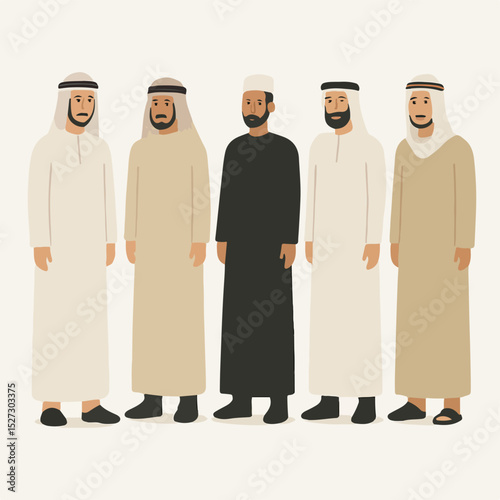 Vector Set Men in traditional clothing Middle Eastern culture