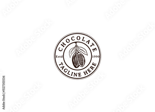Cocoa bean Logo. Cocoa Icon. Chocolate Cocoa Symbol. Vector Illustration Isolated on White Background.