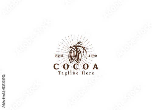 Cocoa bean Logo. Cocoa Icon. Chocolate Cocoa Symbol. Vector Illustration Isolated on White Background.