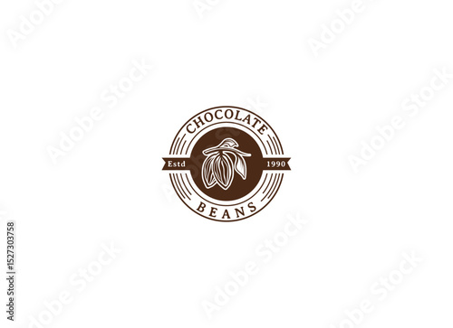 Cocoa bean Logo. Cocoa Icon. Chocolate Cocoa Symbol. Vector Illustration Isolated on White Background.