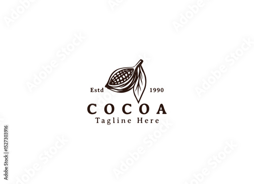 Cocoa bean Logo. Cocoa Icon. Chocolate Cocoa Symbol. Vector Illustration Isolated on White Background.