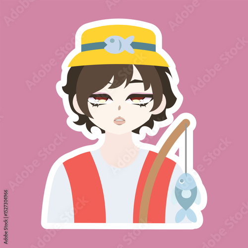 Colored Cute Farmer Profession Avatar Cartoon Illustration