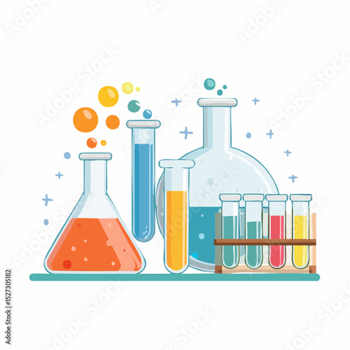 icon set of neatly arranged laboratory equipment