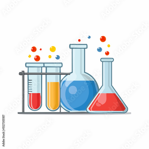 icon set of neatly arranged laboratory equipment