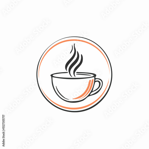 Minimal tea or soup vector icon with cup and steam, great for café, restaurant, or food product branding.