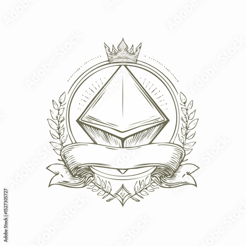 Mystic vector logo with symbol, compass, and tarot detail, perfect for spiritual guide, tarot reader, or magic shop branding.