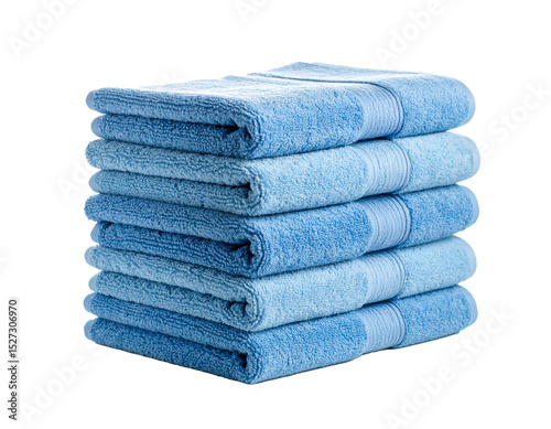 Stack of Towels, blue pastel colors, close up Isolated on Transparent Background
