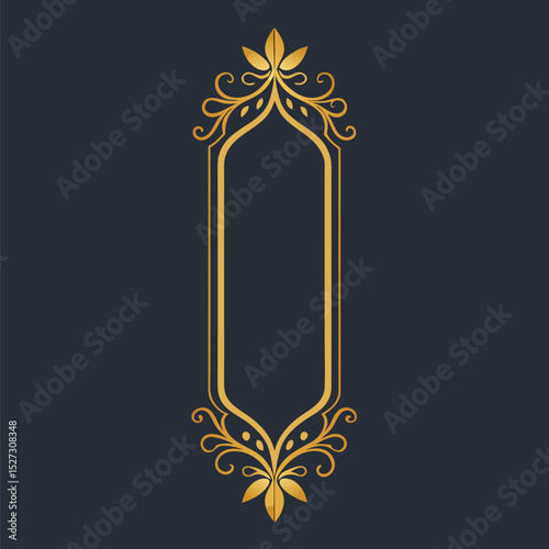 Ornate Gold with Floral Ornamentations on Dark Background, Decorative Border photo