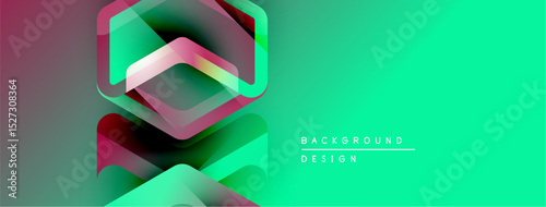 Abstract geometric layers create dynamic visual effect. Gradient colors blend, forming modern background design. Minimalist style.