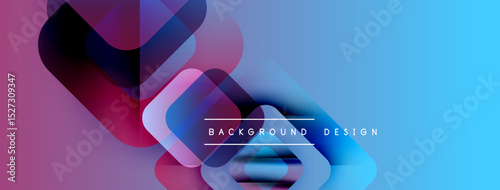 Abstract geometric shapes blend vibrant colors. Gradient transitions create dynamic visual effect. Modern design element for backgrounds.