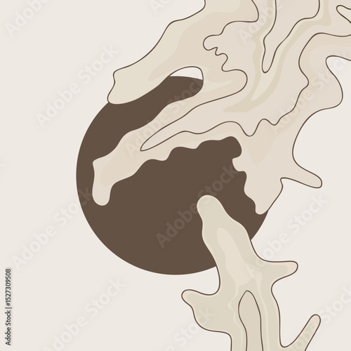 Brown abstract contour lines