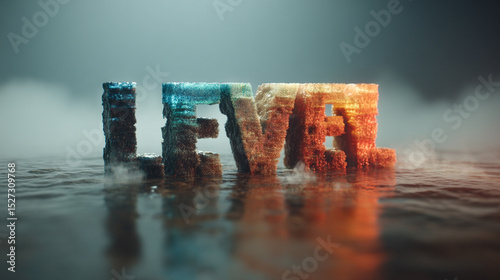 The word LEVEL is written in a 3D effect floating on the water with a gradient