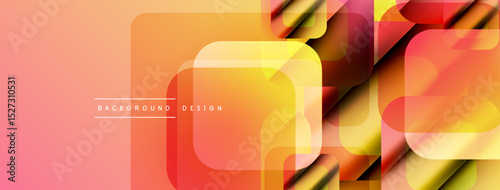 Abstract geometric pattern. Orange, yellow hues blend smoothly. Rectangles overlap creating dynamic visual effect. Modern design element.