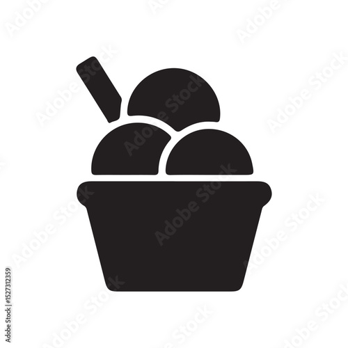 vector illustration of a bowl of ice cream with a spoon