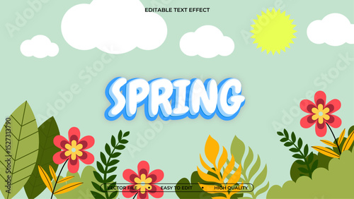 Editable cartoon text effect spring font style