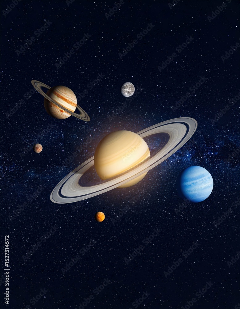 Fototapeta premium Planets in space saturn jupiter neptune astronomy universe cosmos celestial art