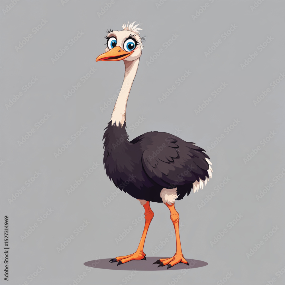 Fototapeta premium Emu cartoon vector illustration isolated
