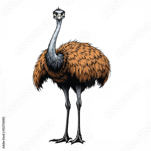Emu cartoon vector illustration isolated