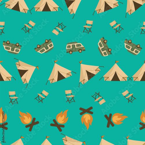 Campfire Tent Van Scatter Pattern Design