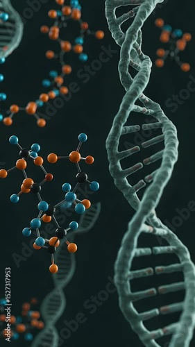 3D Abstract Visualization Of A DNA Molecule Helix For Scientific Research And Biotechnology