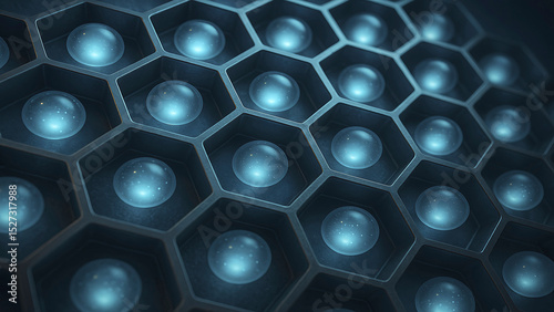 Abstract Hexagonal Grid with Glowing Spheres High-Resolution Wallpaper for Desktop and Mobile