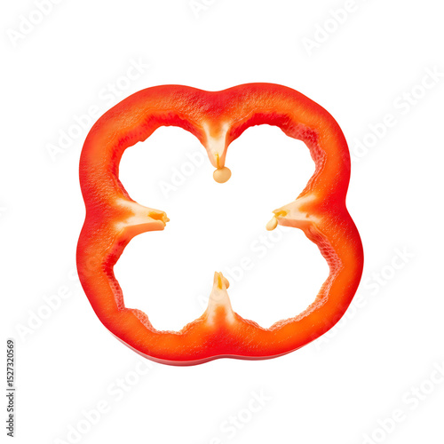 Red bell pepper slice isolated fresh vegetable ingredient cooking healthy food diet recipe vibrant color on transparent background