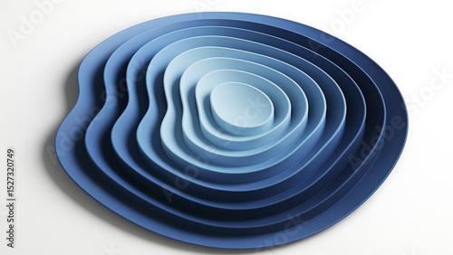 Abstract Blue Gradient Concentric Circles Wall Art Modern Digital Download for Desktop, Laptop, and Mobile