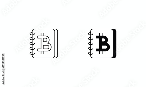 Ledger icons set Line and Glyph black vector icon stock illustration