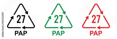 Recycling code icon set. Plastics, Batteries, Paper, Metals, Organic Biomatters, Glass and composites vector symbols. Set of recycling codes for plastics, plastic, recycle, symbol in eps 10. photo
