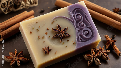 Artisan handmade soap with cinnamon and star anise