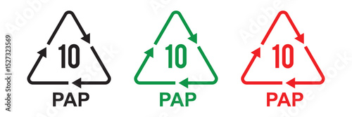 Recycling code icon set. Plastics, batteries, paper, metals, organic Biomatters, glass and composite vector symbols. set of recycling codes of plastics, plastic, recycle, symbol, paper, glass in eps10