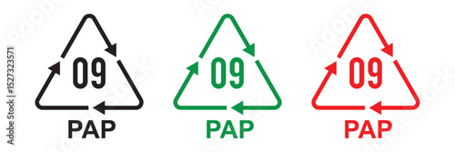 Recycling code icon set. Plastics, batteries, paper, metals, organic Biomatters, glass and composite vector symbols. set of recycling codes of plastics, plastic, recycle, symbol, paper, glass in eps10