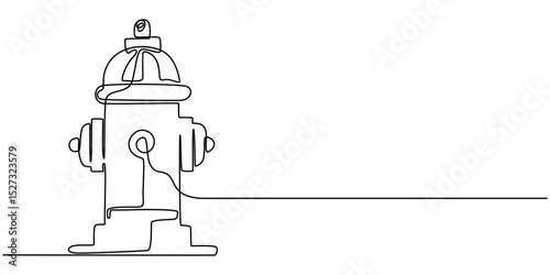 Fire hydrant isolated on white background. One line continuous fire hydrant. Line art outline vector illustration, Single continuous line drawing 
jets of water that came out of the hydrant.