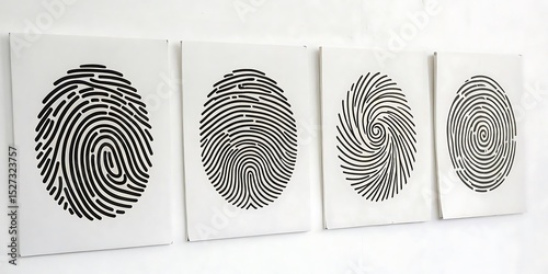 Black and White Fingerprint Designs – Unique Biometric Patterns in Horizontal Layout